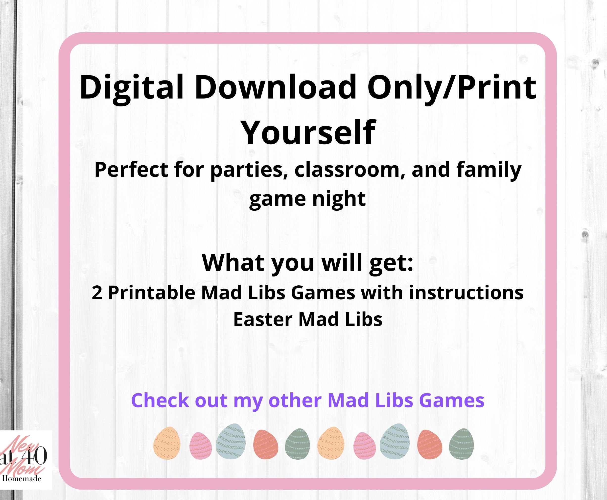 Easter Mad Libs for Kids Printable Sleepover Classroom Family Game ...