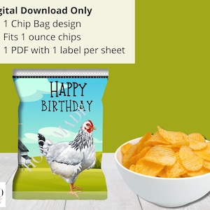 DIGITAL DOWNLOAD Chicken Theme Chip bag Labels Printable image 2