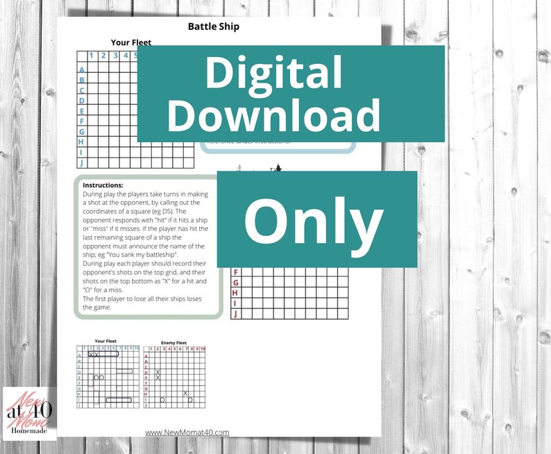 Printable Battleship Game, Board Game, Instant Download, Kids Games ...