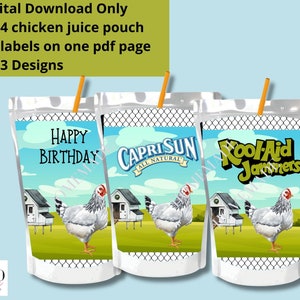 Juice pouch labels Instant download printable for a chicken image 3