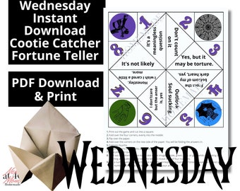 Instant downloadWednesday cootie catcher game, fortune teller game, party game. party favor, kids game, origami, printable game