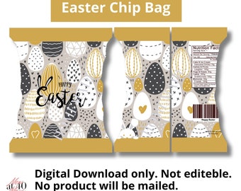 DIGITAL DOWNLOAD Easter Themed Chip bag Labels Printable, Easter egg treat bag, treat box, instant download, party favor, Classroom party