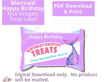 Mermaid Rice Krispies Treat Labels: Under the Sea Birthday (Digital Download)