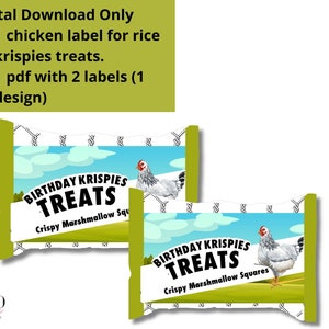 DIGITAL DOWNLOAD ChickenTheme Rice Krispies Treats Labels image 2