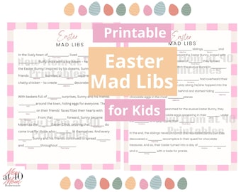 Easter Mad Libs for Kids Printable sleepover classroom family game night, game party game kids game instant download party activity download