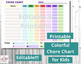 Printable & Editable Chore Chart for Kids, Download, edit, and print this daily and weekly chart