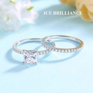 Certified 1 Carat Princess Cut VVS Moissanite Diamond Ring, Moissanite Engagement Wedding Ring, Princess Cut Ring, Promise Ring
