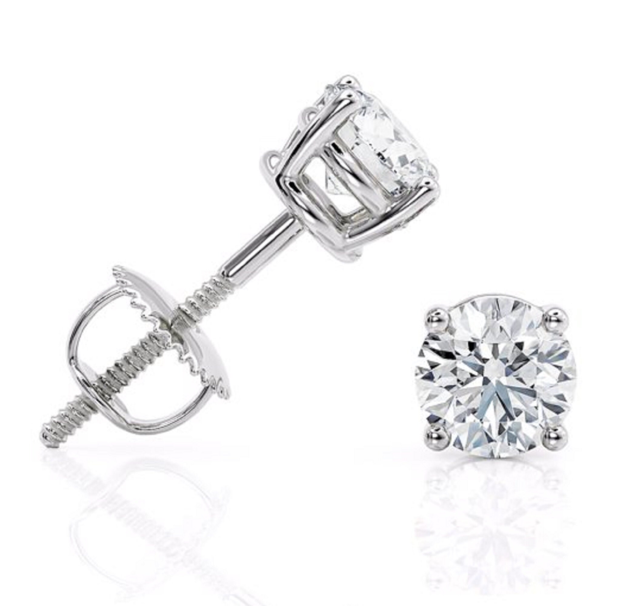 Moissanite 4-Prong Basket Screw Back Earring - Reflections Fine Jewelry