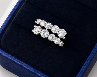 Moissanite Diamond Wrap Ring: Sterling Silver Bypass Statement Ring