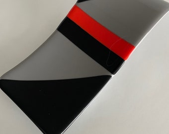 Quilt pattern glass spoonrest  16-1865