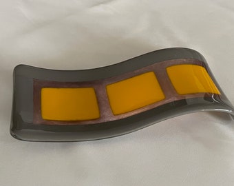 Quilt Pattern Fused Glass Spoonrest   2497