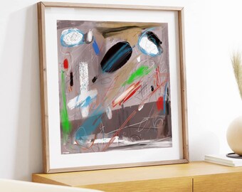 Abstract Painting "Abstract Rhythms": Expressive Art Contemporary Mixed Media Canvas Modern Wall Decor Bold Color Splash Framed Original