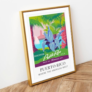 Vintage Puerto Rico Art Poster for Gift Art Print for Friend