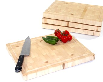 Hard Maple End Grain Medium Wood Minimalistic Juice Finger Groove Cutting Chop Board, Butcher Block, Charcuterie Board, Free Conditioner!