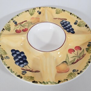 Vassoio vintage Dansk per patatine e salse a tema autunnale, diviso in scomparti, dipinto a mano, stile rustico, ideale per intrattenere gli ospiti.