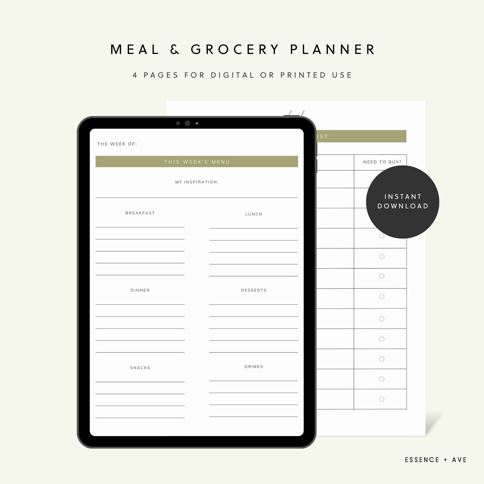 Meal Planner Printable Meal Prep Planner Weekly Food Journal Recipe Meal Planner Printable Meal Prep Planner Weekly Food Journal Recipe