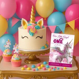 Convite de aniversário de unicórnio editável | Convite mágico para festa de aniversário | Download digital instantâneo | Modelo Canva | Festa de aniversário de menina |