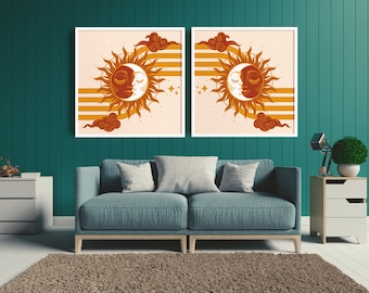 Beautiful, Minimalist Boho Art, Geometric, Ready to Print Wall Art  1 SET 2PCS., LivingRm/BedRm/Office Decor, Digital DOWNLD Print PNG file