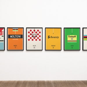 Conjunto de seis - arte das camisas de ciclismo do Tour de France - download instantâneo PDF