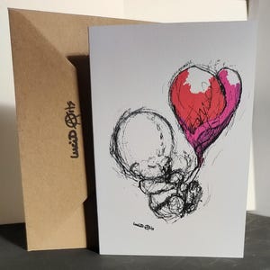 Baby, Muttertag, Kunst Karte, Original Print.