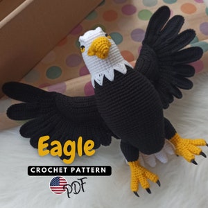 Adler gehäkelte Amigurumi Pattern DIGITAL PDF in Englisch Download, gestrickter Adler, Plüsch Adler häkeln,