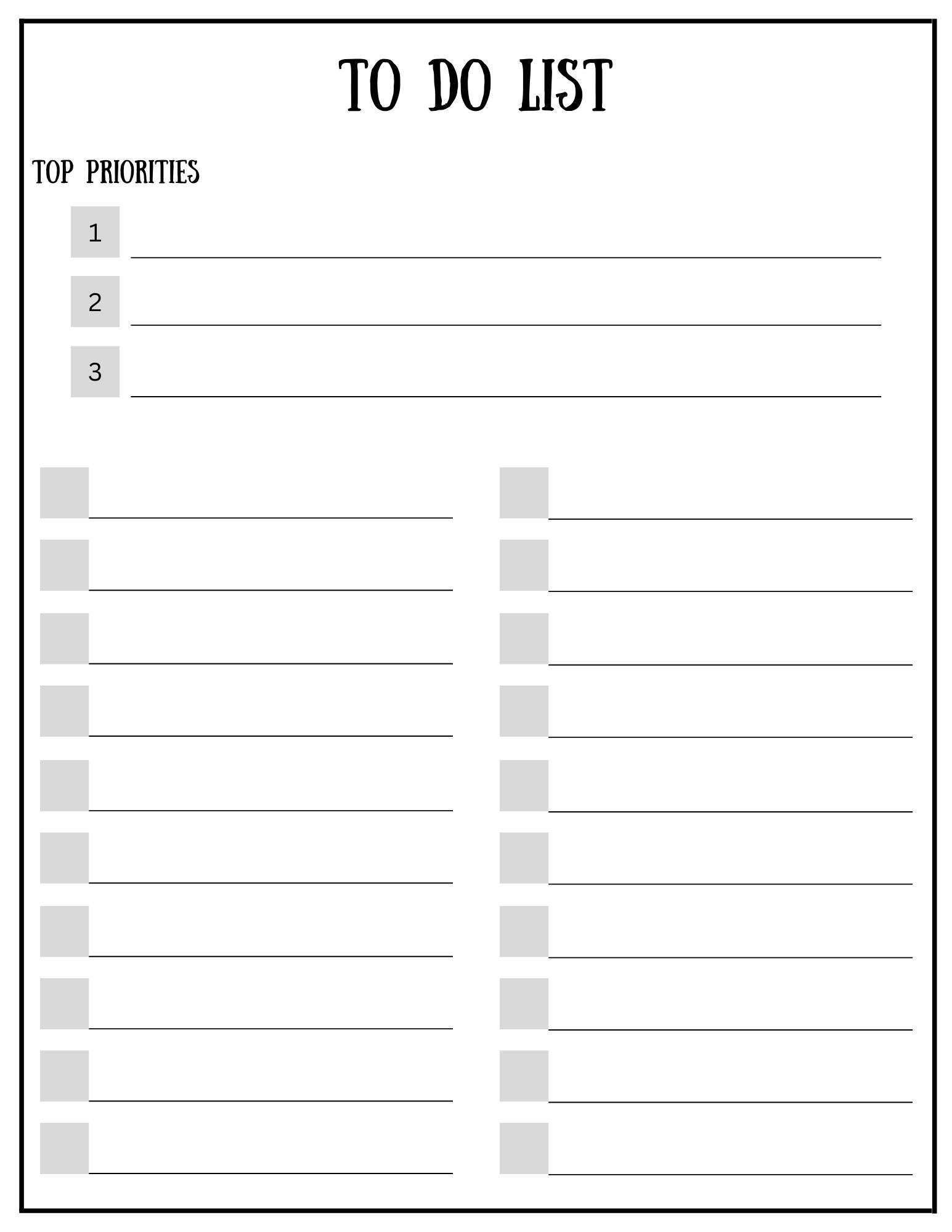 Fillable Ranking List To Do List Four Page PDF Fillable Bundle, Printable Today's List ...