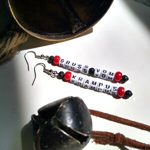 Gruss Vom Krampus Earrings, Krampus Earrings, Christmas Earrings, Letter Bead Earrings
