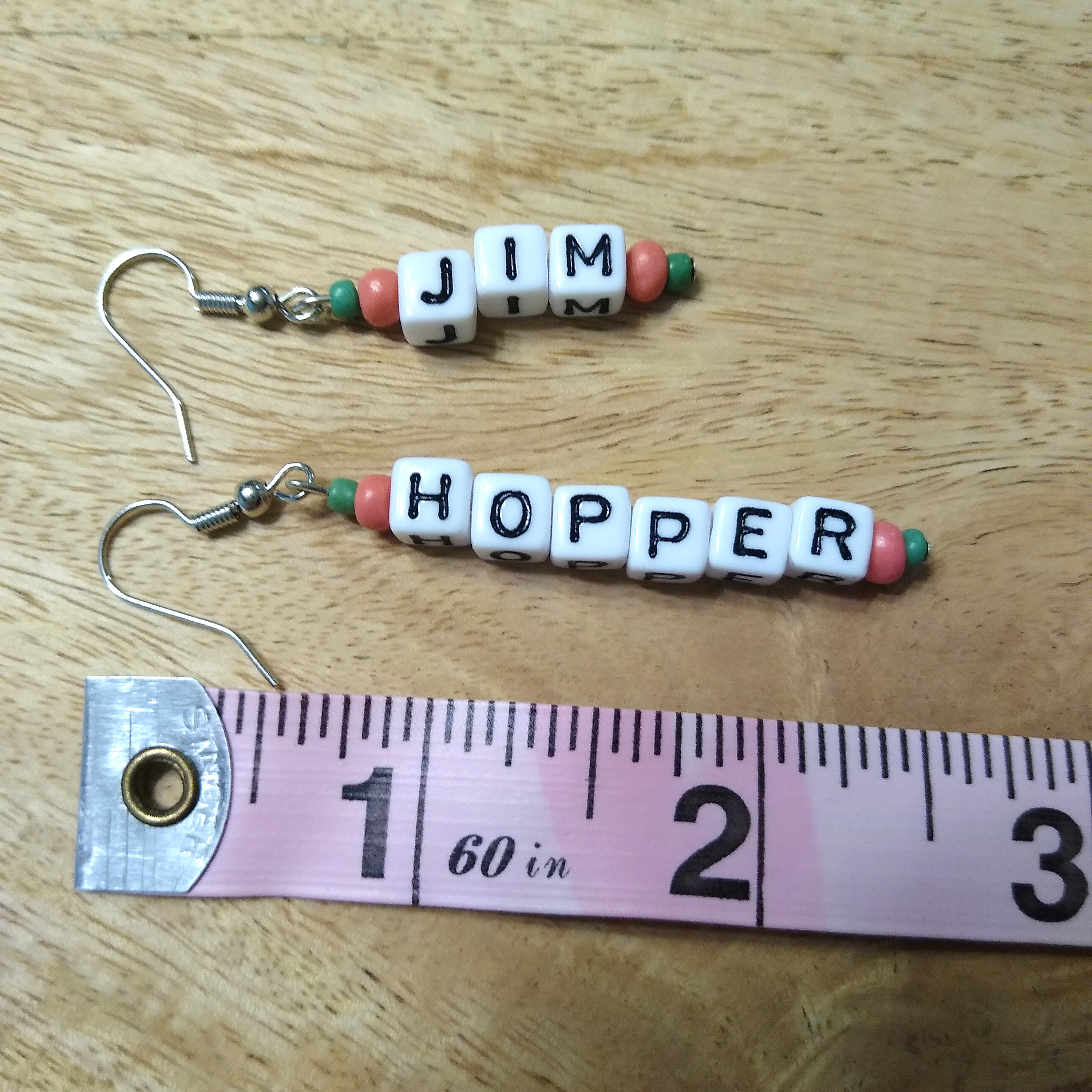 Jim Hopper Letter Bead Earrings Etsy