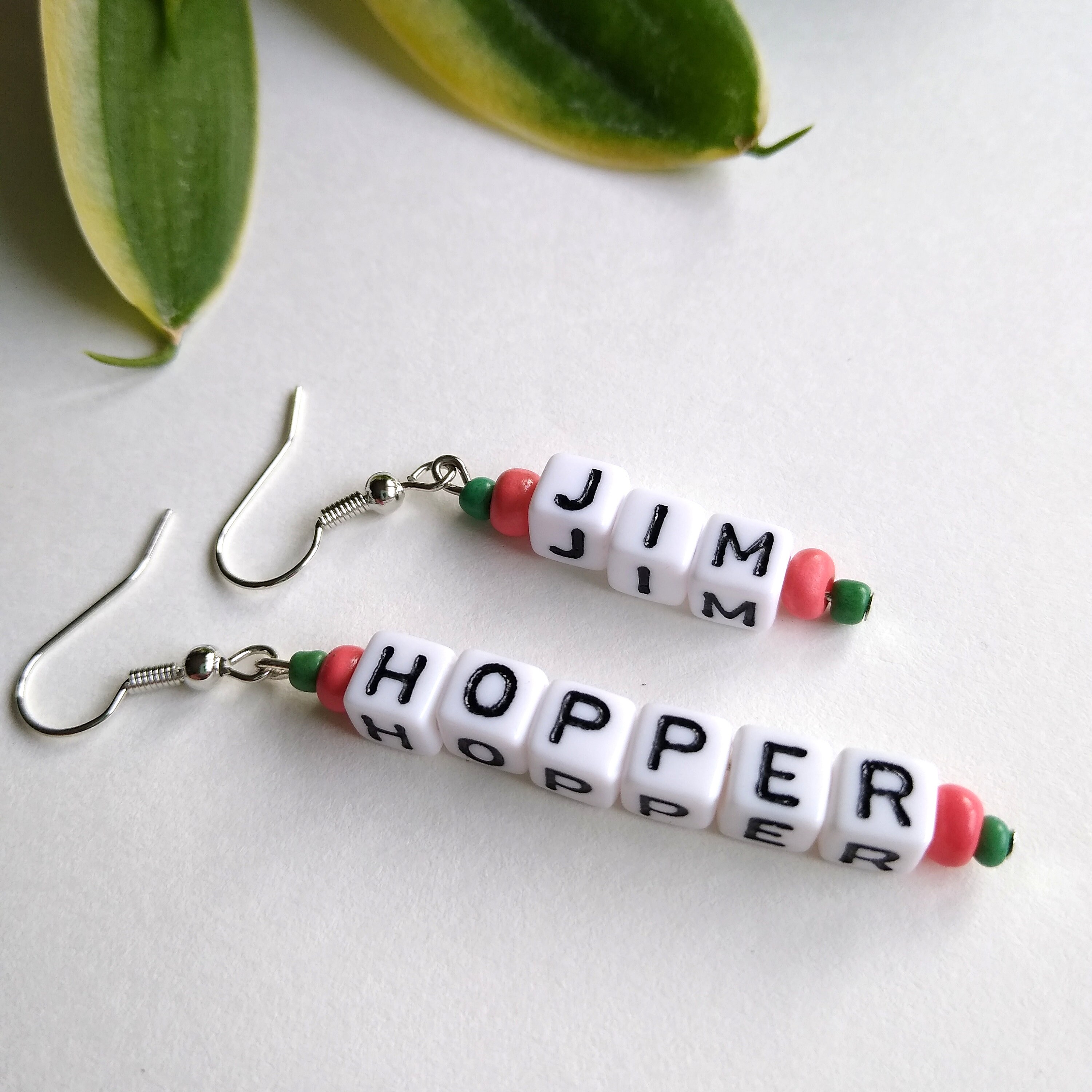 Jim Hopper Letter Bead Earrings Etsy