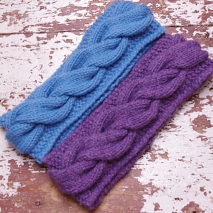 Cable Knit Headband, wool Ear Warmer, Chunky knit Headband, warm headband, blue knit headband, hygge head wrap, blue winter headband
