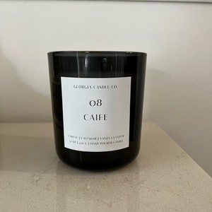 08 CAIFE | Coffee, Lavender, Vanilla and Cedar Scented Soy Coconut Candle | 12oz | Smoke Gray Luxury Candle by GEORGIACANDLECO.