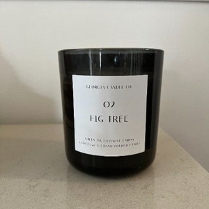 02 FIG TREE | Green Fig, Jasmine & Moss Scented Soy Coconut Candle | 12oz | Smoke Gray Luxury Candle by GEORGIACANDLECO by mj