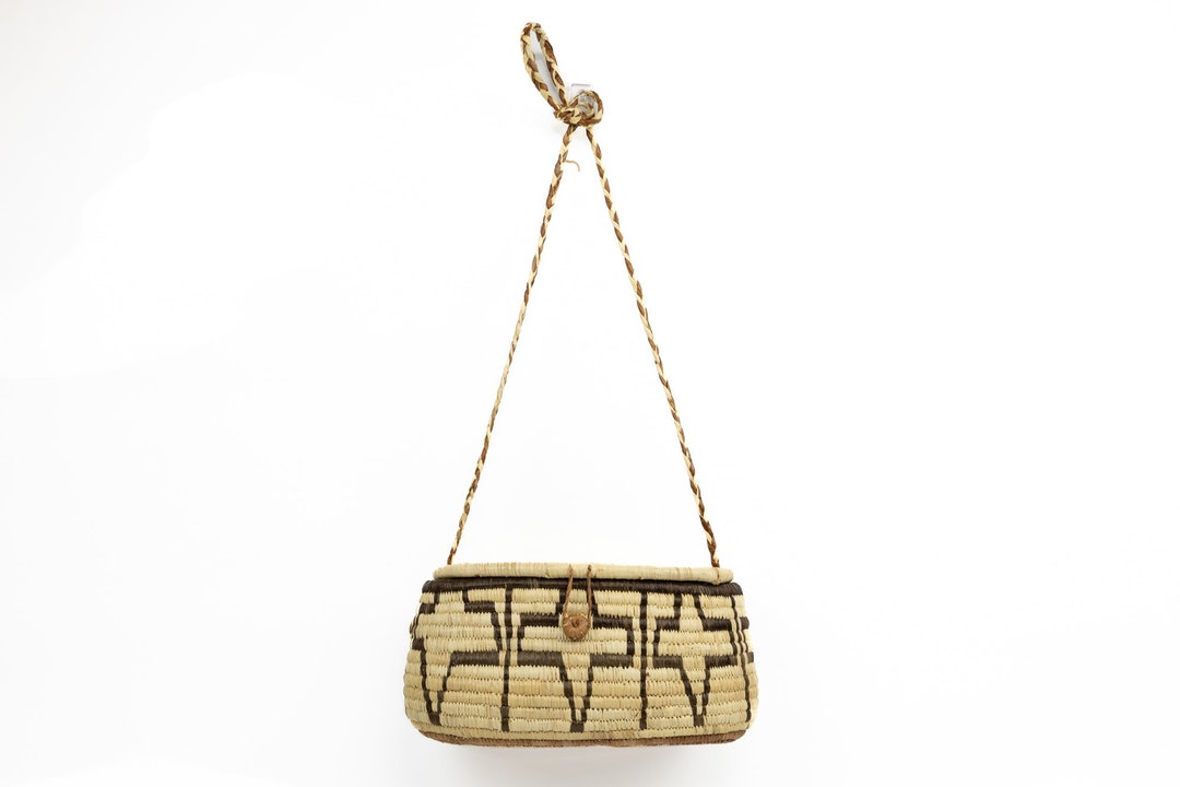 Labyrinth Meander Handwoven Hanging Basket Vintage Panama Boho Wall ...