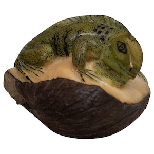 Original Panama Tagua Carving, Green Iguana Panamanian Craftsmanship, Bookshelf Bauble Adornment, Nature Lover Gift, Wildlife Art Piece