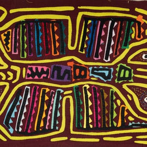 Timeless Kuna Guna Mola Boa Constrictor Viper Serpent, Panama San Blas Traditional Craft Applique Indigenous Authentic Artisan Collector