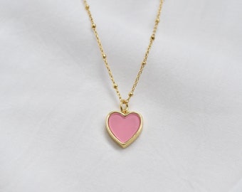 The Pink Heart Necklace | Gold Filled Pink Heart Necklace