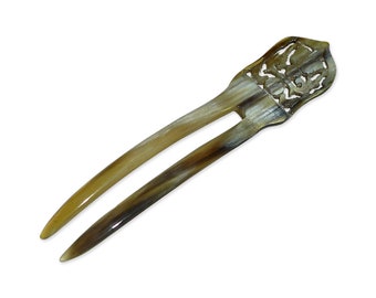 Horn Two Prong Fancy Hair Pin