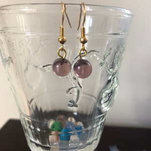 Boucles d&#39;Oreilles Boule de Verre Améthyste