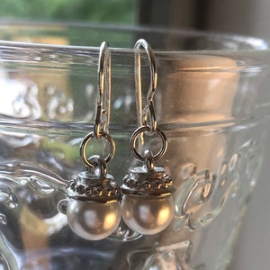 Pearl and silver Ball Earrings