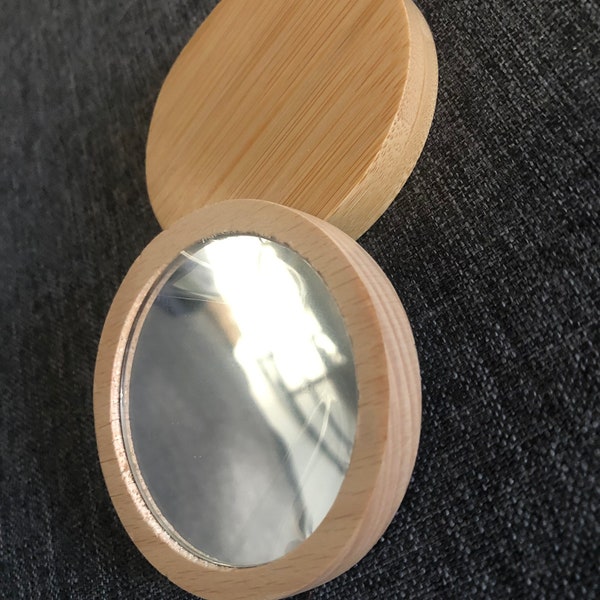 Wooden Round Mirror