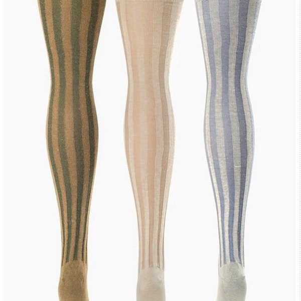 Vertical Ribbed Cotton Stockings