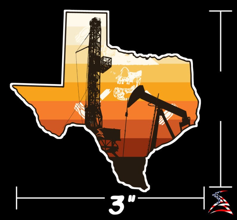 Oilfield Texas Drilling Rig Pumpjack Vinyl Sticker, Texas Hard Hat