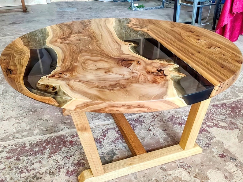 Customized Resin Epoxy Round Table Top Solid Wood & Epoxy Etsy