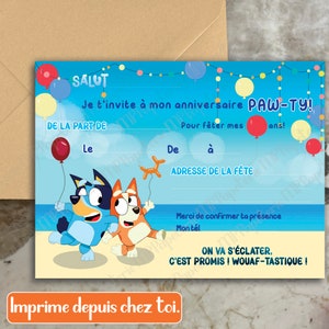 Invitation de Bluey, Invitation d'anniversaire de Bluey, Modèle d'invitation Invitation imprimable, Bluey Birthday, modèle Bluey et Bingo