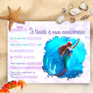 ariel birthday invitation the little mermaid in French, the little sirene 2023, INSTANT DOWNLOAD, Little Mermaid 2023, princess ariel,