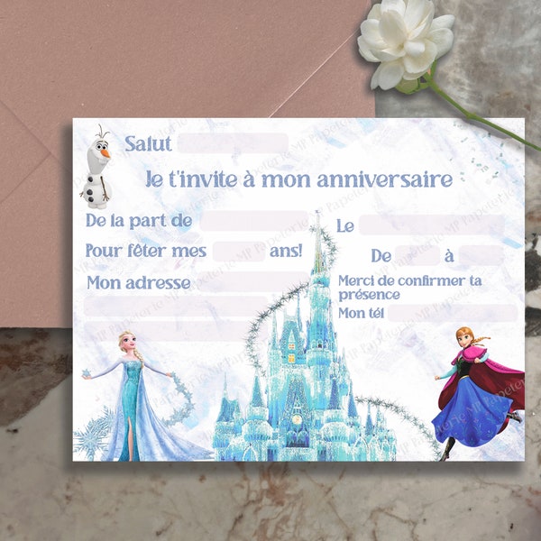 Reine des Neiges Invitation Anniversaire Fille, Fête D'anniversaire Princesse, Elsa Olaf invitation, Imprimable, Instant Digital Download