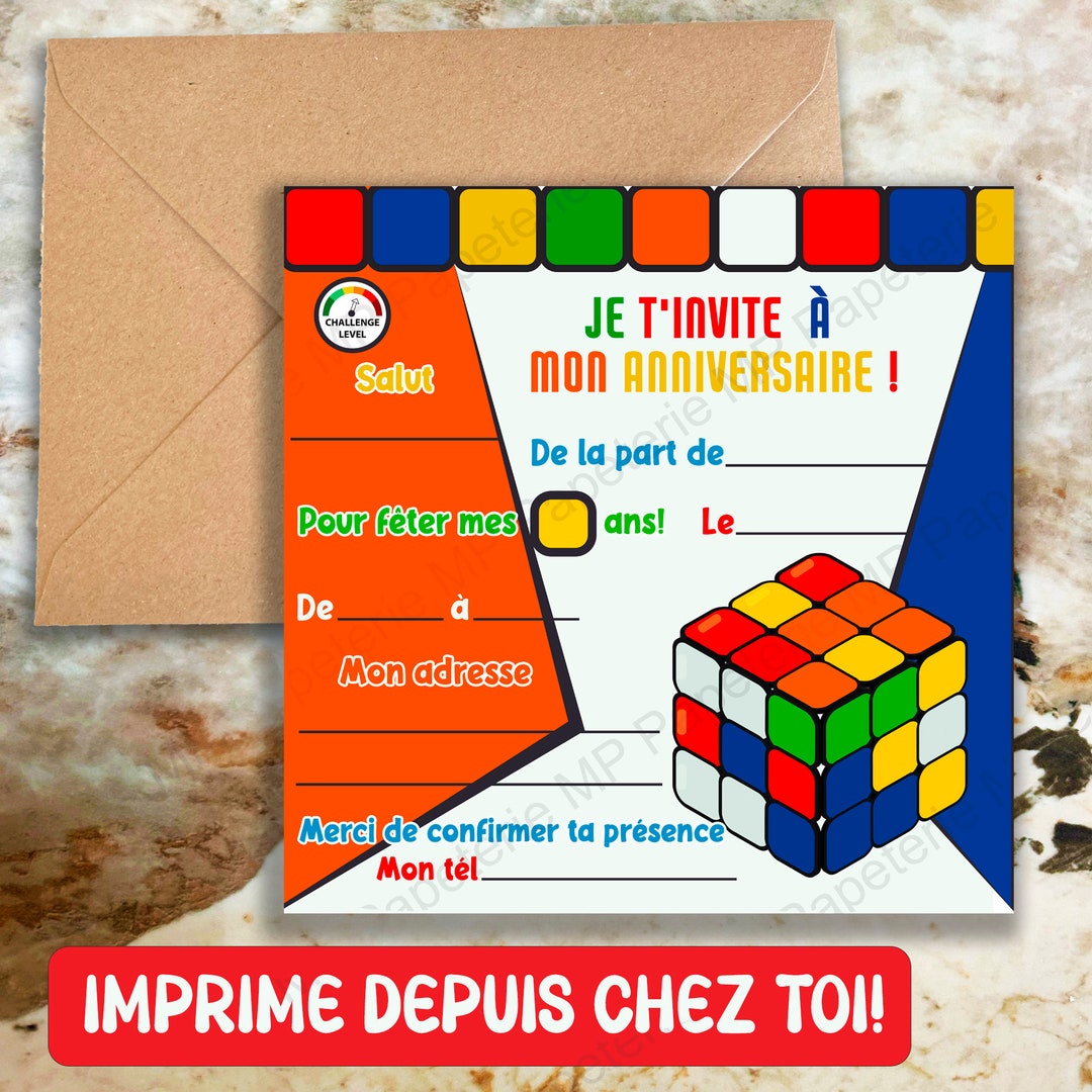 Invitation anniversaire rubik s, invitation rubik's, invitation