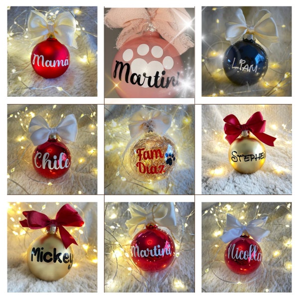 Personalized Christmas bauble, Christmas ornament with first name, Personalized festive decoration, Personalized gift idea, glass Christmas bauble