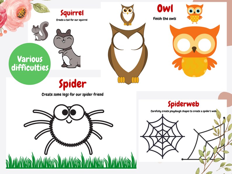 Woodland Animals Minibeasts Playdough Activity Mat X15 Etsy UK