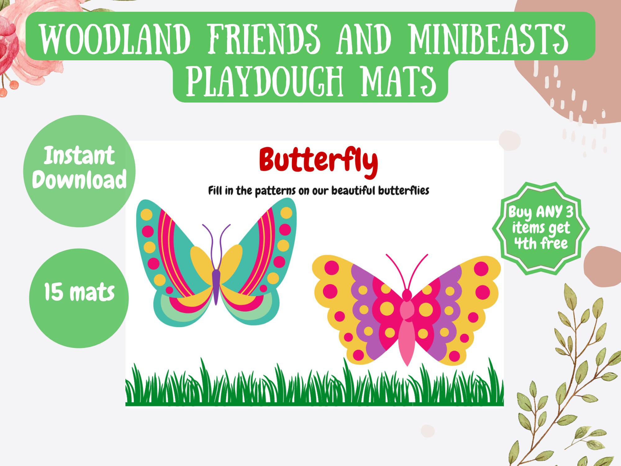 Woodland Animals Minibeasts Playdough Activity Mat X15 Etsy UK